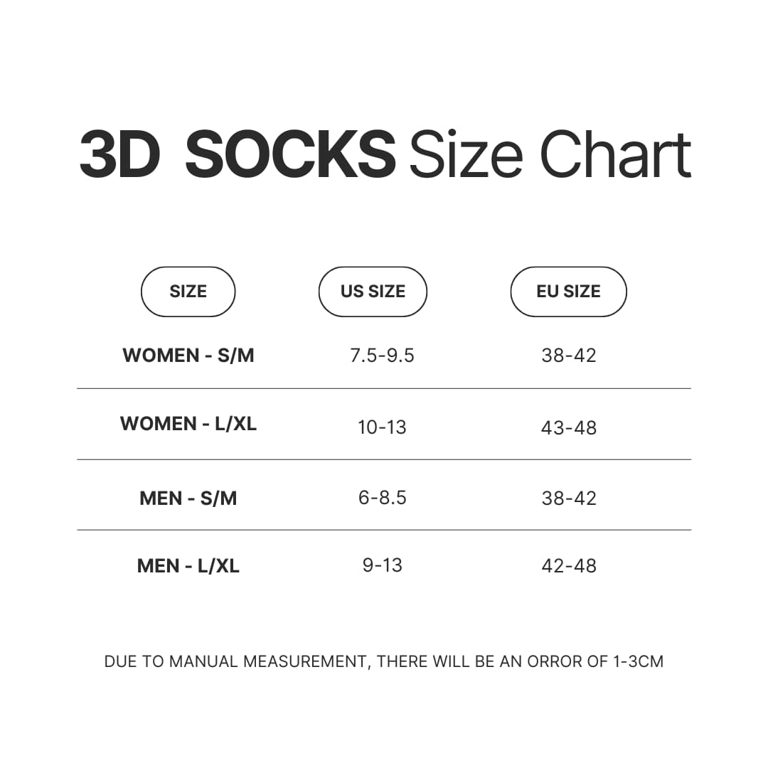 3D Socks Size Chart - Stalker Merch